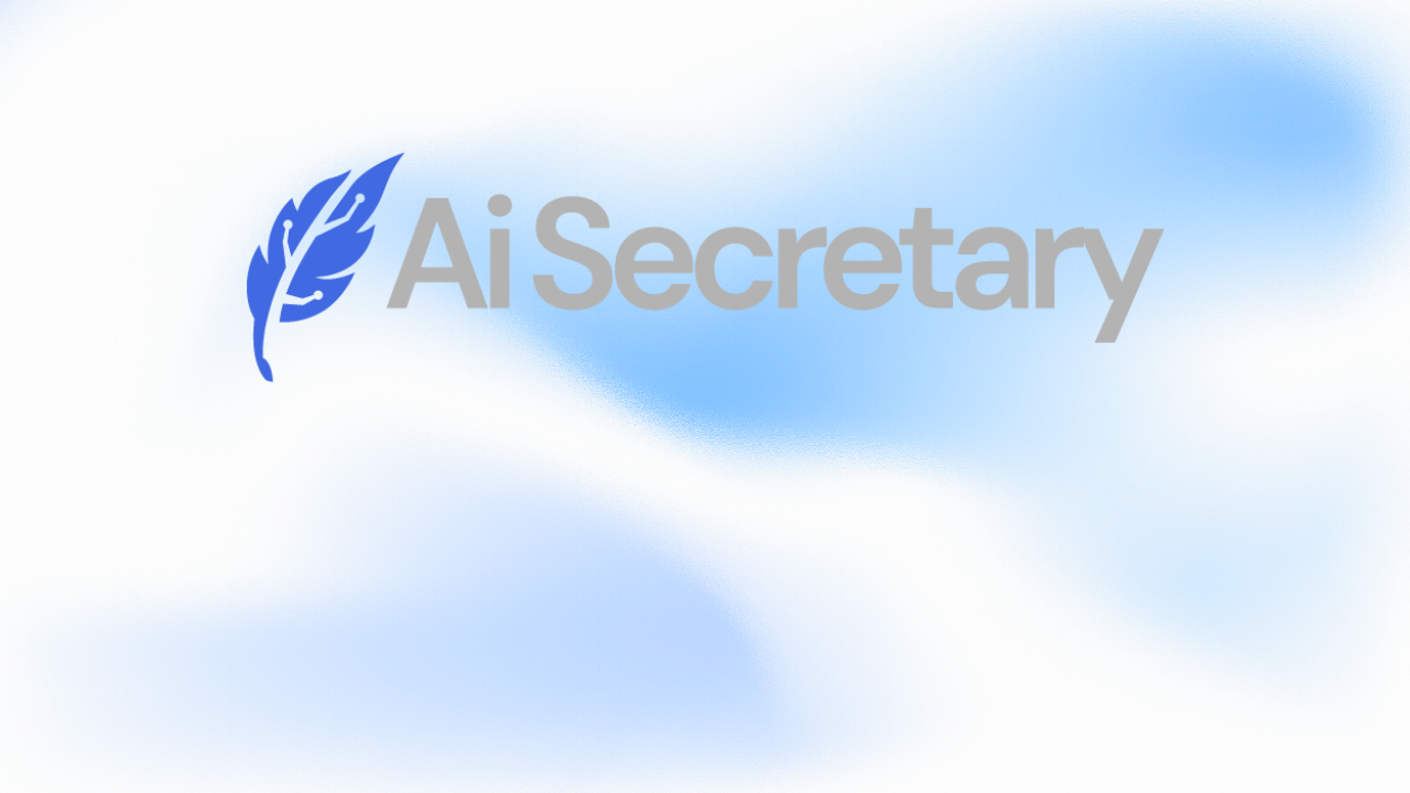 Ai Secretary logo with blue feather icon and soft blue gradient background