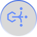 Circular AI Secretary feature icon with stylized interface symbol